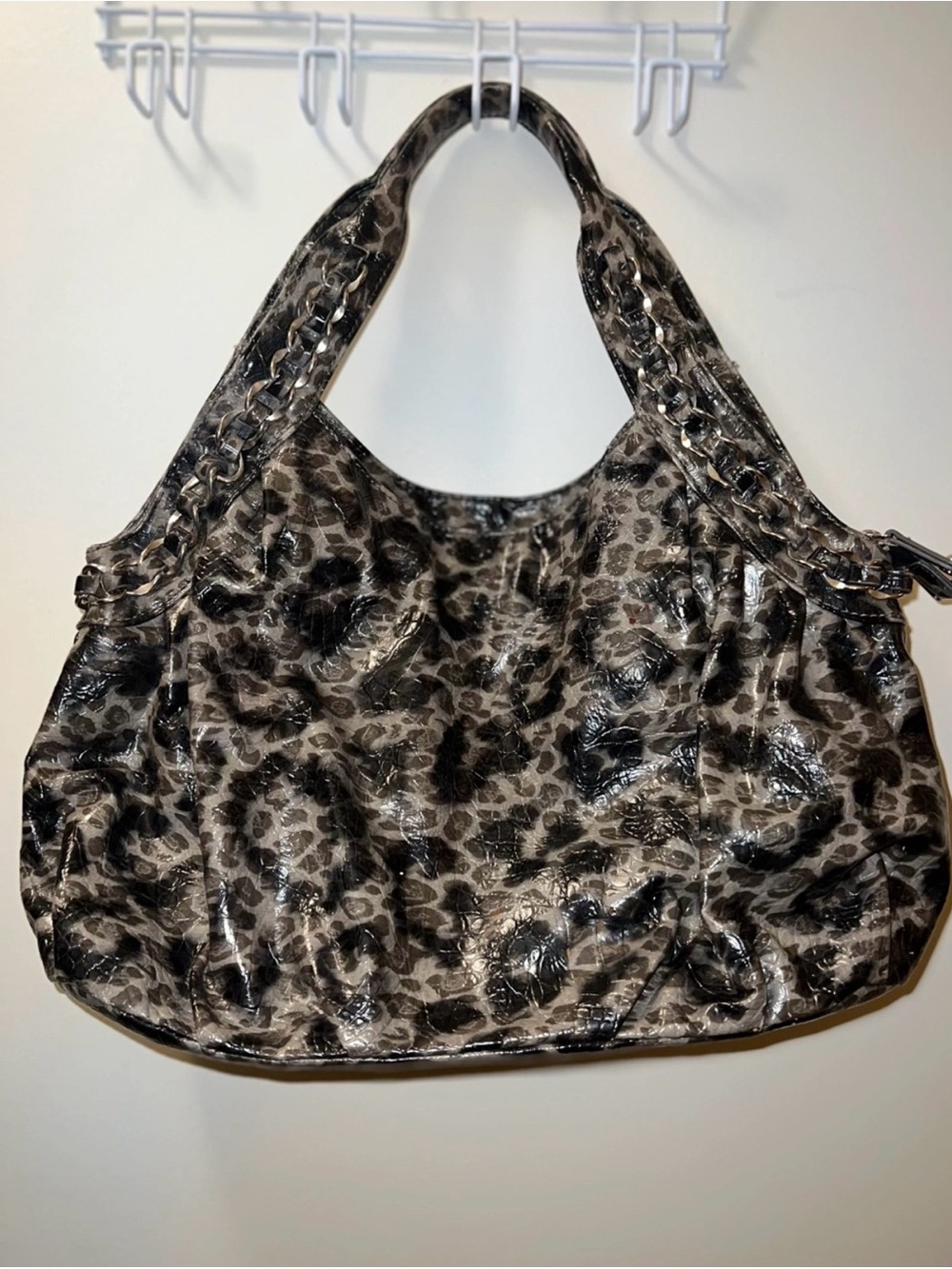 Women’s Leopard Print Shoulder Bag in Black and Gray